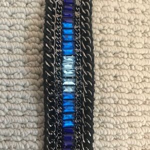 BCBG Elastic Belt With Blue Gemstones X-Small